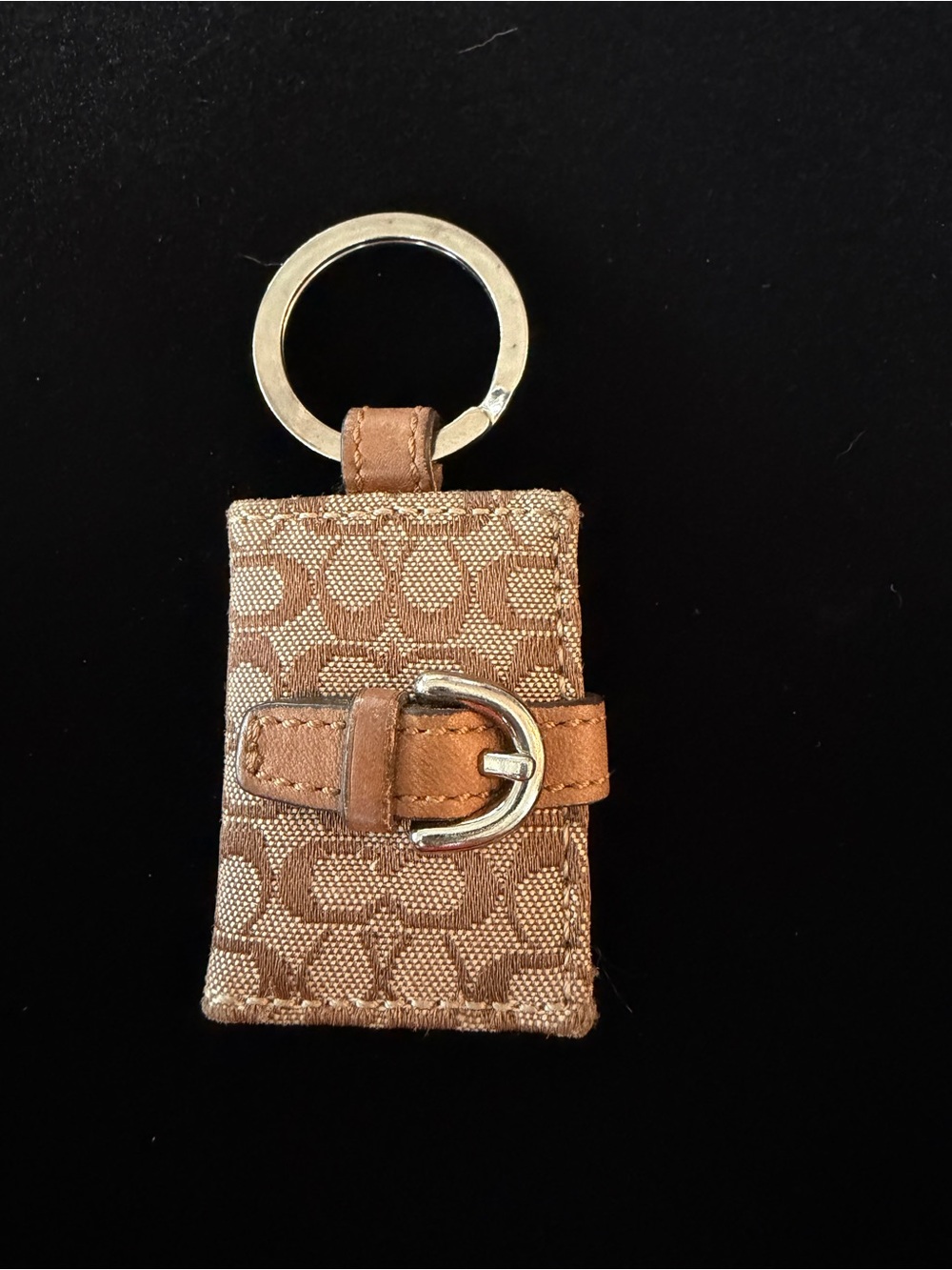 Coach Vtg Y2K Khaki Signature C Picture Photo Frame Key Fob Key Chain Bag Charm